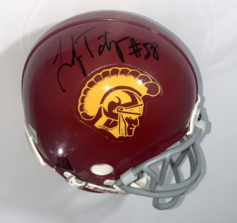 Lofa Tatupu signed USC Trojans Mini Helmet Riddell football autographed