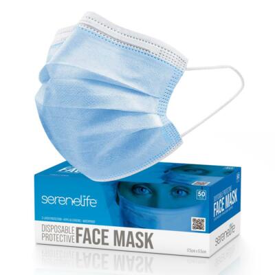 SereneLife Blue Color, Mouth & Nose Protector Face Masks Covering (Adults/Kids)
