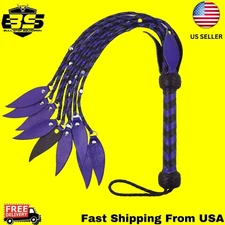 Real Leather Flogger, BDSM Metal Stud Tail Flogger Whip 09 Tails Handmade