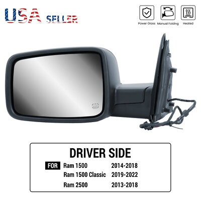 #ad Driver Left Side Door Mirror Heat For 13 18 RAM 1500 2500 And 1500 Classic 19 22 $65.99