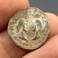 Rare ancient Roman king face unique old silver coin with rare patina