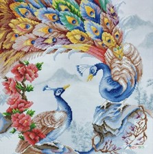 Bead Embroidery Kit Peacocks DIY Craft Kit Stamped Bead Needlepoint zpt-010-v