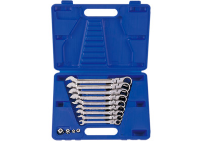 Set Of 9 Flexible Speed Wrench Ratchet Ring Metric 5° gear action (72 teeth) 8~1