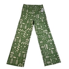 NWT Bailey Rose Jeans Women's Wide Leg 2 Pocket Print Bottoms Green White L