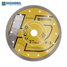 HIGHDRIL 1pc Dia180mm/7inch Diamond Ultramicrocut S Ripple saw blade