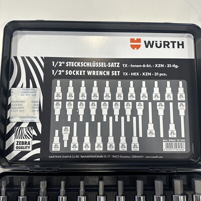 Wurth ZEBRA 1/2 Inch Torx, Multi-Point (12-Pt), & Allen Socket Set
