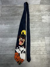 VTG Looney Tunes Mania 1996 Halloween Warner Bros USA Taz Ghost Pumpkin Neck Tie