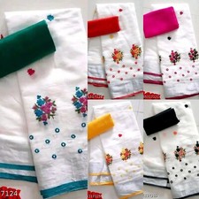 Women's Chanderi Cotton Art silk Saree With Separate blouse piece