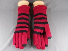 Red Black Smart Tips phone touchscreen compatible knit winter gloves womens