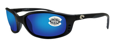 Costa Del Mar Brine Matte Black Frame Blue Mirror 580 Glass Polarized Lens new