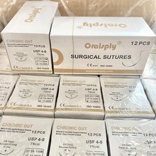 8 Boxes USP 4-0 CHROMIC GUT Absorbable Dental Surgical Suture 3/8 Needle Sterile
