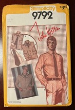 VTG 90"s Simplicity 9792 Men's Shirt Shirt-Jacket Belt Ascot Tie Sz 40 UNCUT FF