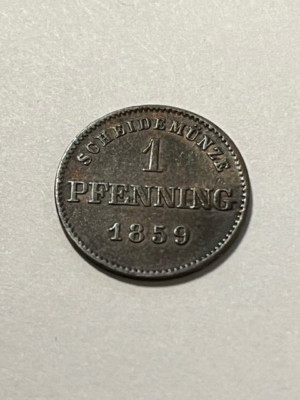 1859 Bavaria/German States 1 Pfenning XF+ #11260