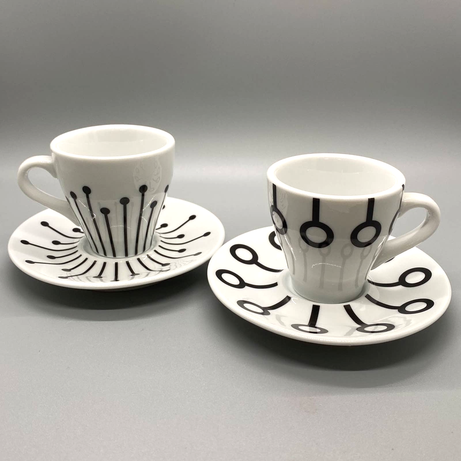 Contemporary Bodum Black and White Modern Espresso Cups and Saucers Set