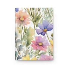 Pastel Wildflower Watercolor Print Hardcover Journal Matte