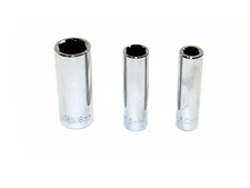 3 pcs Chrome Deep Socket Set 10mm. 13mm 18mm. 3/8in Drive Chrome Vanadium  set