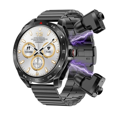 Herren Smartwatch mit Kopfhörer BT Anruf Fitness Gesundheit Wasserdicht 3 Straps