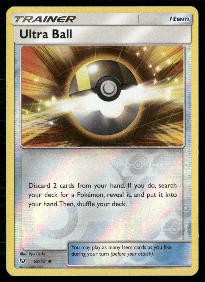 Ultra Ball 68/73 Uncommon Shining Legends Pokemon Reverse Holo Moderately Played
