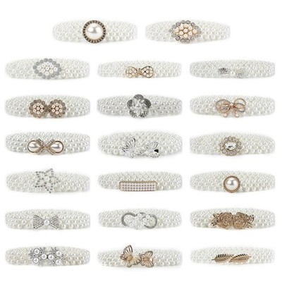Unique Pearls Beaded Fashion Belt with Dazzling Rhinestones Detail for Parties