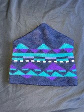 90s Vintage Igloos 100 Wool Knit Ski Beanie Hat Toboggan Snowboarding Blue Purp
