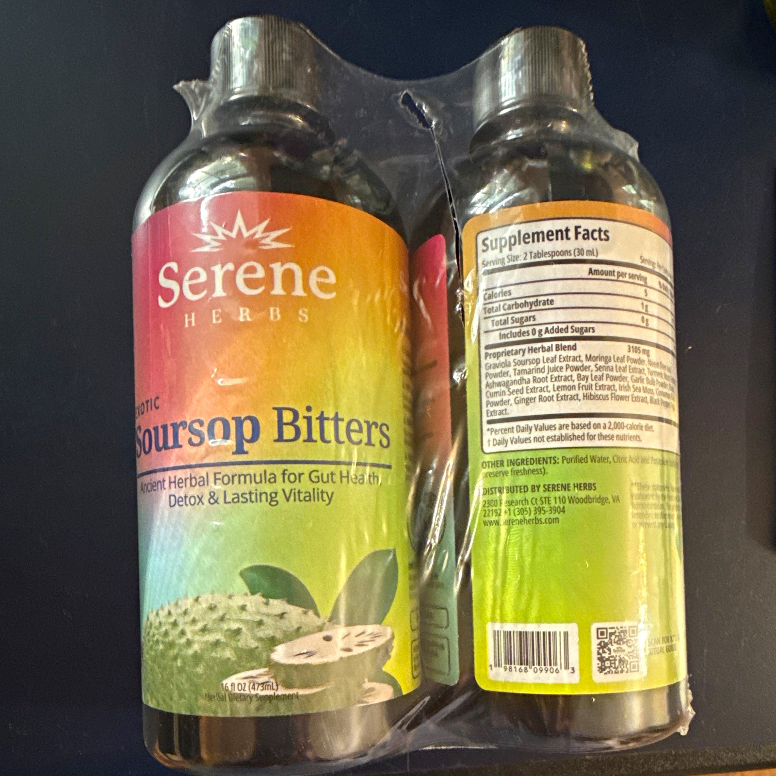 Serene Herbs Soursop Bitters Liquid Herbal Supplement Detox Digestive 16 fl oz