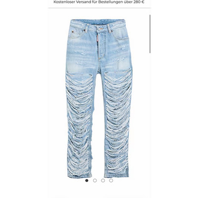 DSQUARED2 Boston Jean Damen Jeans Größe 38 Hellblau Gerade Distressed Denim