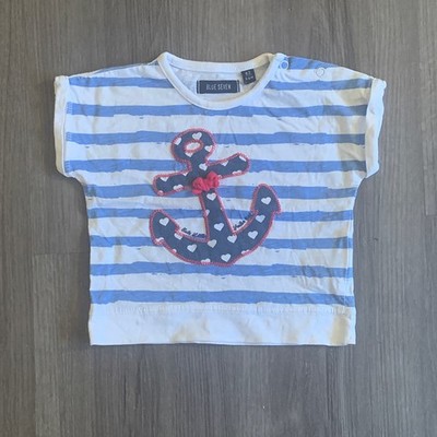 Blue Seven T-Shirt Gr. 62 gestreift maritim Anker Babybekleidung
