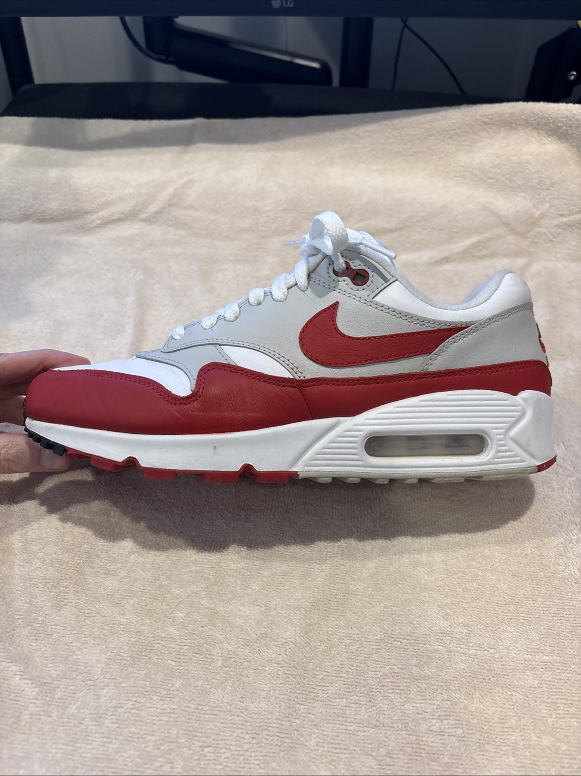 Nike Air Max 90/1 OG University Red White Grey Men’s Size 8.5 AJ7695-100 No Box thumbnail 9