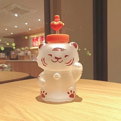 New 2022 China Tiger Year Starbucks 24oz Luck Tiger Glass Straw Cup