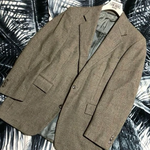 Polo By Ralph Lauren Vintage 80s Polo Ralph Lauren Wool Tweed Blazer Jacket Made - product listing photo