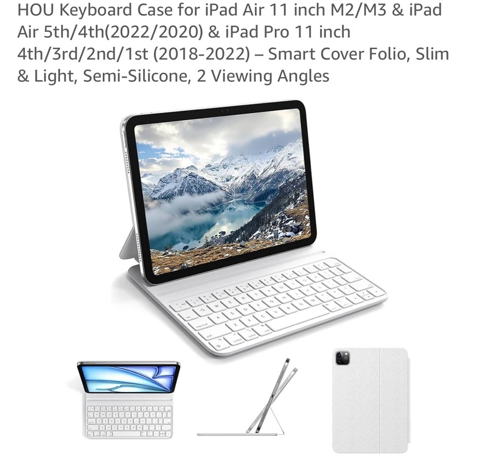 Hou Mate-8 Mate Keyboard Case iPad Air White Wireless Keyboard - Image 3 of 4