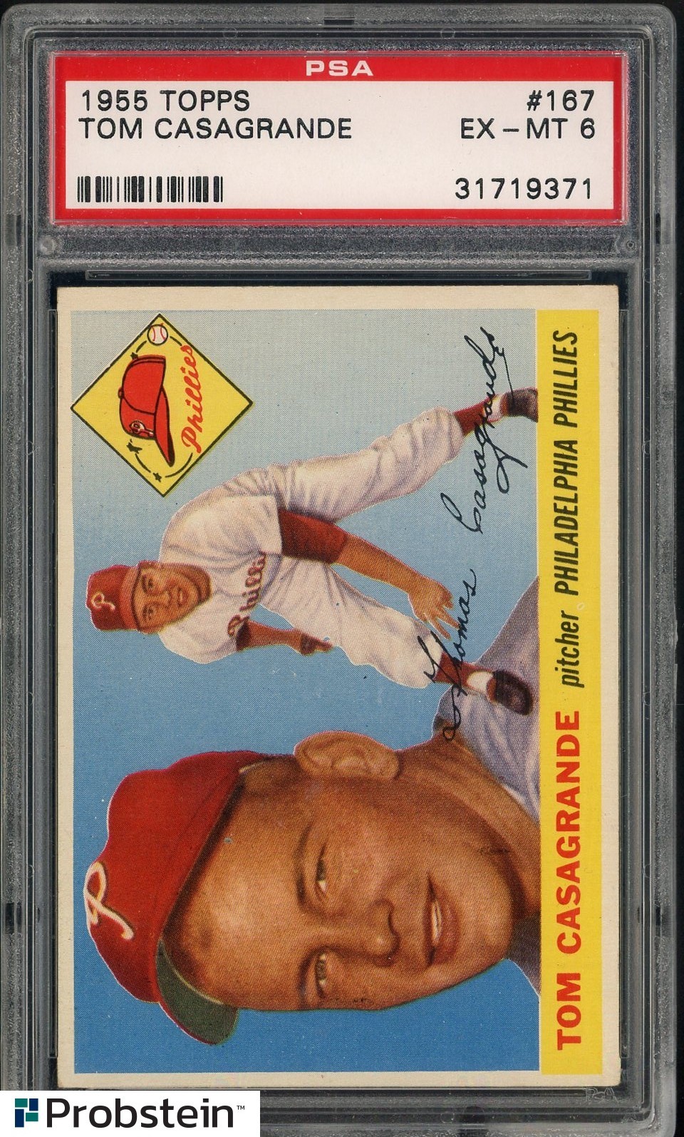 1955 Topps #167 Tom Casagrande Philadelphia Phillies PSA 6 EX-MT