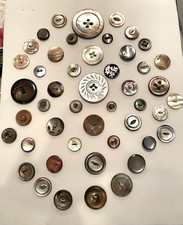 Estate Collelector Card 47 Mother of Pearl Buttons Carved Inlay Smoke