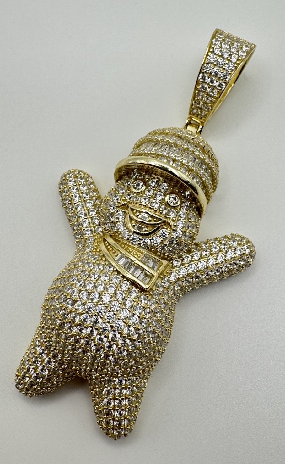 Large BS Solid Gold Washed Sterling Silver Pave C… - image 6