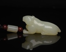 Certified Natural Hetian Jade Hand-carved Exquisite Bear Pendant 20004