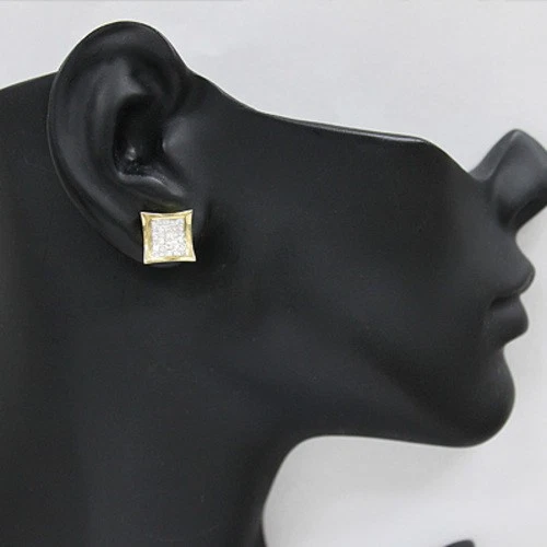 Invisible Set Princess Cut Diamond Earring 0.63ct 14K Gold for Men and Women - Image 4 of 4