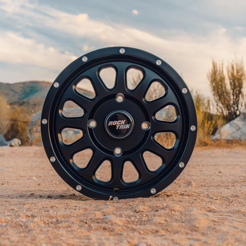 4pc 14" RT111 RockTrix Wheels ATV UTV SxS, 14x7, 5+2, 4x156 4/156, Matte Black - Image 2 of 4