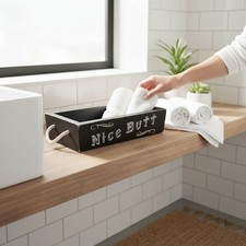 Main Event Toilet Box Diaper Caddy Large Black Wood Nice New