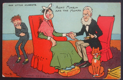 TOM BROWNE Comic UNSERE KLEINEN KRANKHEITEN DAME HAT MUMPS KATZE LACHT GESCHWOLLENES GESICHT