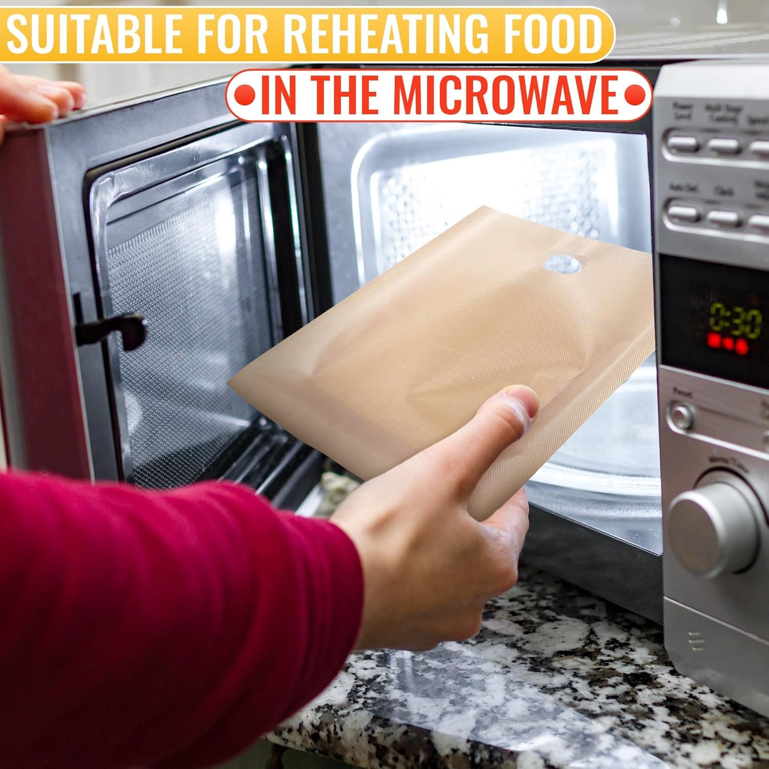 12Pcs Non-Stick Toaster Bags Reusable – 6.7"x7.5" Grilled Bags, Brown 