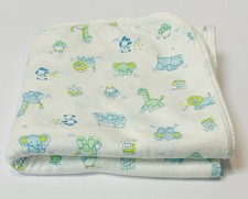 Vintage Carters Infant Receiving Blanket Zoo Animals Elephant Lion Giraffe 30x30