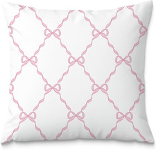 Pink Coquette Bow Pillow Covers 18X18, Preppy Bow Room Decor, Preppy Pink Pillow