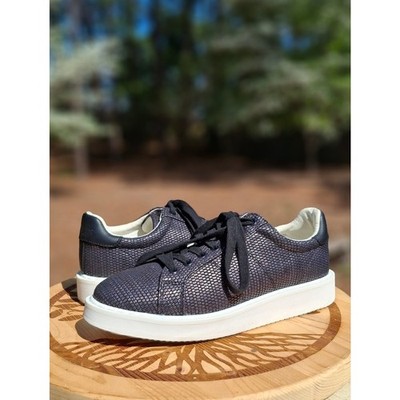 Lauren Ralph Lauren Angeline 4 Textured Leather & Textile Sneakers Size 8.5