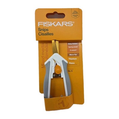 Fiskars Easy Action Scissors Micro Tip 5'' Titanium Snips Arthritis Sewing Craft