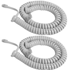 12 Foot White Handset Receiver Curly Cord for Panasonic KXT Phone 2-Pack 