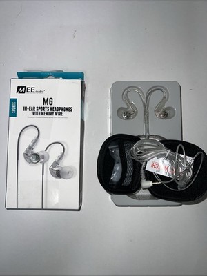 MEE audio M6 In Ear Headphones With Memory Wire In Box With Case Clear Color
