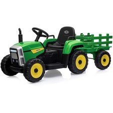 NNEMB Electric Battery Operated Ride On Tractor Toy-Remote Control-Green and Yel