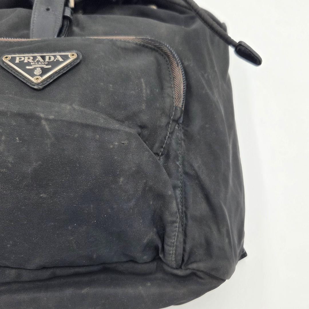 Prada Nylon Backpack Black Triangular Logo Used w… - image 8