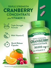 Cranberry Concentrate Pills  plus Vitamin C  30,000Mg  200 Quick Release C...