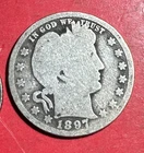 1897O US Barber SILVER Quarter "New Orleans" Mint! Semi Key Date! Old US Coin!